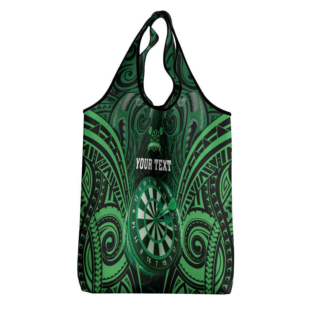 New Zealand Darts Personalised Grocery Bag Green Dart Board Maori Pattern