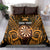 Personalised New Zealand Darts Bedding Set Gold Dart Board Maori Pattern