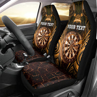 Personalised New Zealand Darts Car Seat Cover Gold Dart Board Maori Pattern