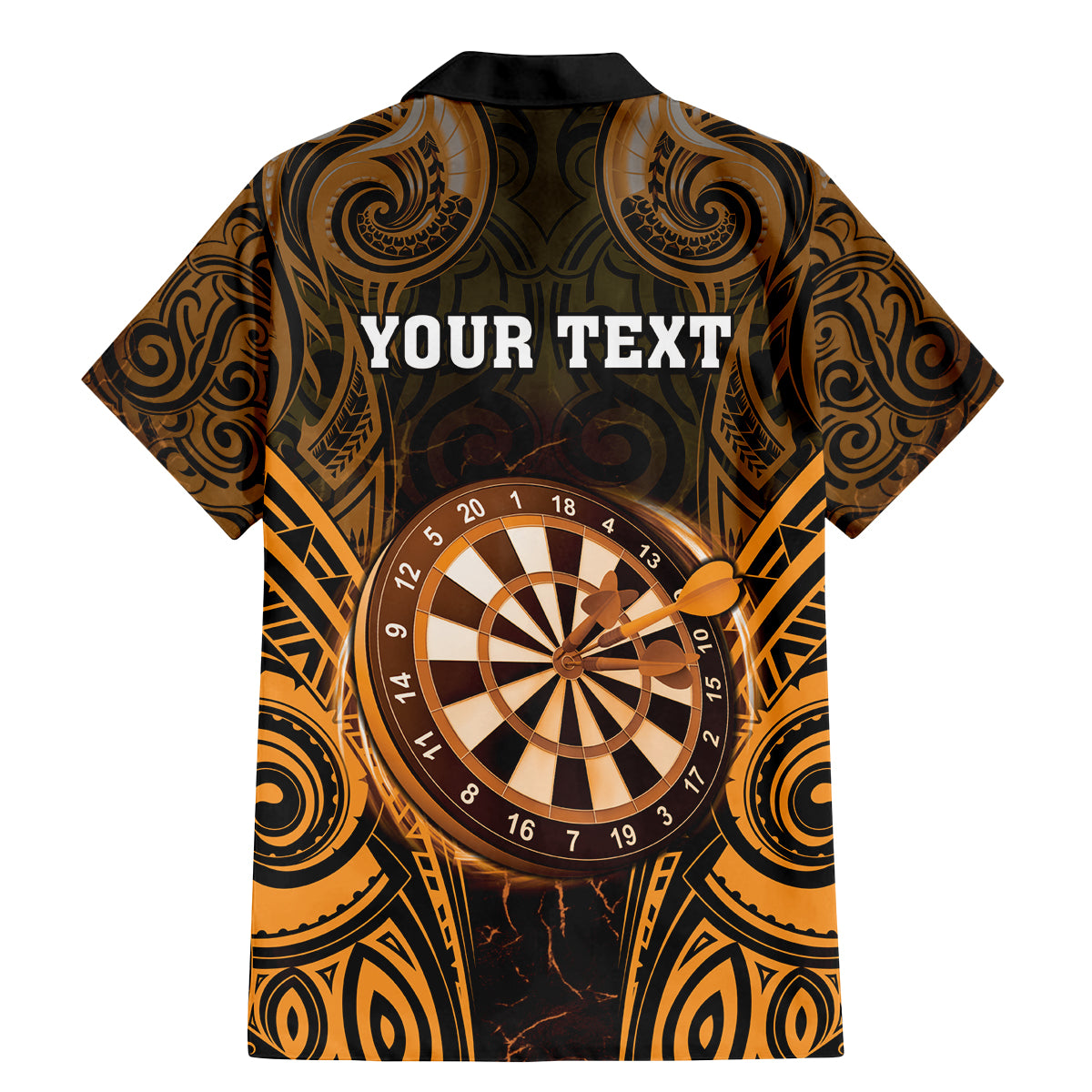 Personalised New Zealand Darts Family Matching Mermaid Dress and Hawaiian Shirt Gold Dart Board Maori Pattern