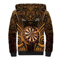 Personalised New Zealand Darts Sherpa Hoodie Gold Dart Board Maori Pattern