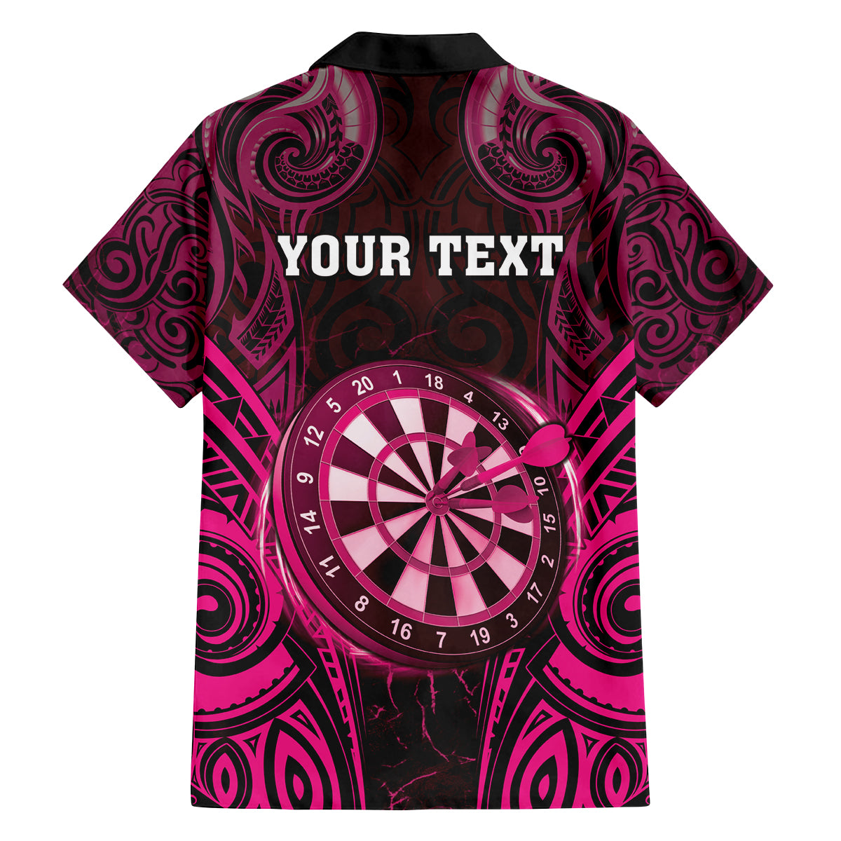 Personalised New Zealand Darts Family Matching Summer Maxi Dress and Hawaiian Shirt Pink Dart Board Maori Pattern