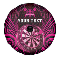Personalised New Zealand Darts Spare Tire Cover Pink Dart Board Maori Pattern