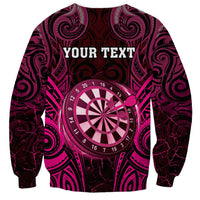 Personalised New Zealand Darts Sweatshirt Pink Dart Board Maori Pattern