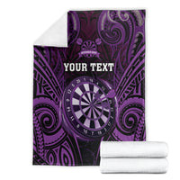 Personalised New Zealand Darts Blanket Purple Dart Board Maori Pattern