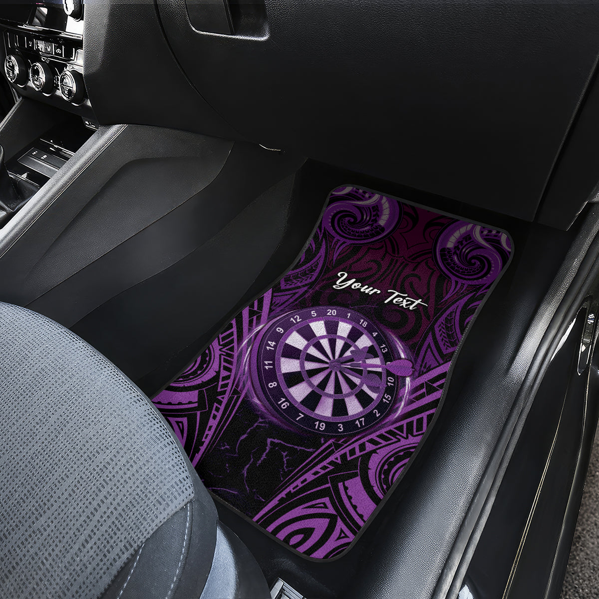 Personalised New Zealand Darts Car Mats Purple Dart Board Maori Pattern