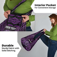 New Zealand Darts Personalised Grocery Bag Purple Dart Board Maori Pattern