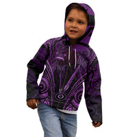 Personalised New Zealand Darts Kid Hoodie Purple Dart Board Maori Pattern