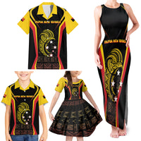Custom Papua New Guinea Cricket Family Matching Tank Maxi Dress and Hawaiian Shirt 2024 World Cup