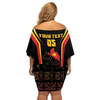 Custom Papua New Guinea Cricket Off Shoulder Short Dress 2024 World Cup LT05 - Polynesian Pride