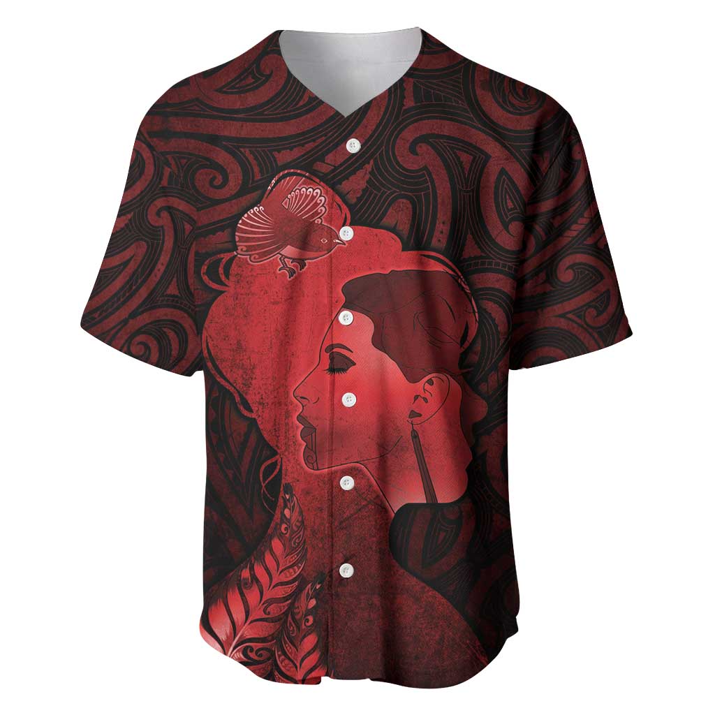 Aotearoa Mana Wahine Baseball Jersey The Spiritual Power Of Women LT05 Red - Polynesian Pride