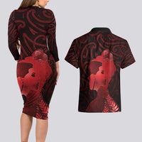Aotearoa Mana Wahine Couples Matching Long Sleeve Bodycon Dress and Hawaiian Shirt The Spiritual Power Of Women