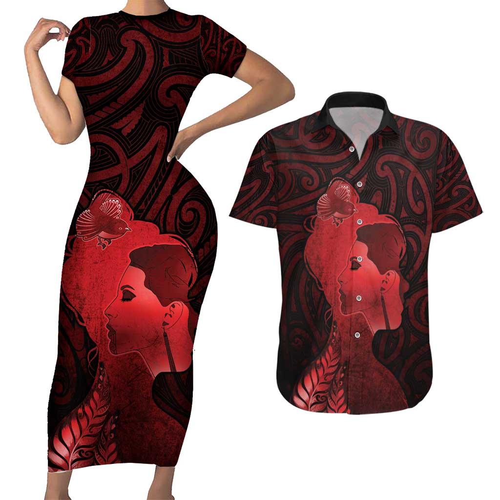 Aotearoa Mana Wahine Couples Matching Short Sleeve Bodycon Dress and Hawaiian Shirt The Spiritual Power Of Women