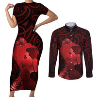 Aotearoa Mana Wahine Couples Matching Short Sleeve Bodycon Dress and Long Sleeve Button Shirt The Spiritual Power Of Women