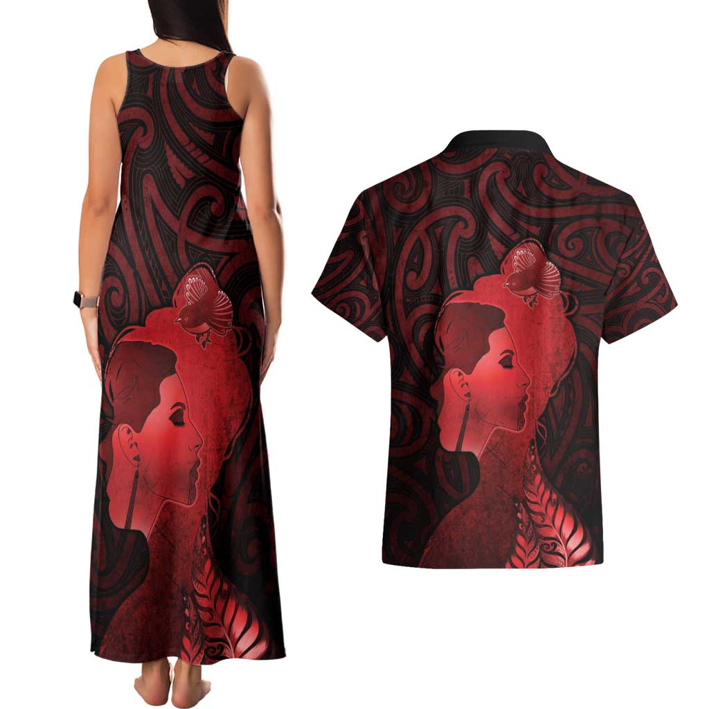 Aotearoa Mana Wahine Couples Matching Tank Maxi Dress and Hawaiian Shirt The Spiritual Power Of Women