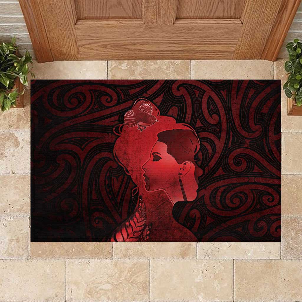 Aotearoa Mana Wahine Rubber Doormat The Spiritual Power Of Women LT05 Red - Polynesian Pride
