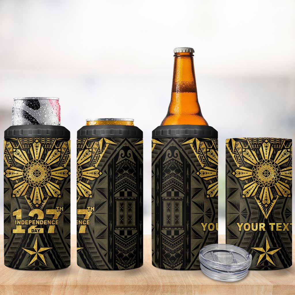 Personalised Philippines Independence Day 4 in 1 Can Cooler Tumbler Filipinos Sun Star Tribal