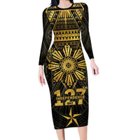 Personalised Philippines Independence Day Family Matching Long Sleeve Bodycon Dress and Hawaiian Shirt Filipinos Sun Star Tribal