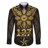 Personalised Philippines Independence Day Family Matching Off The Shoulder Long Sleeve Dress and Hawaiian Shirt Filipinos Sun Star Tribal