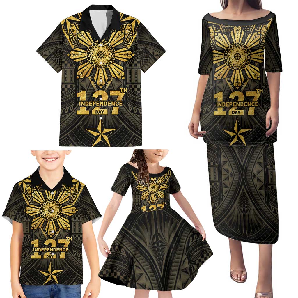 Personalised Philippines Independence Day Family Matching Puletasi and Hawaiian Shirt Filipinos Sun Star Tribal