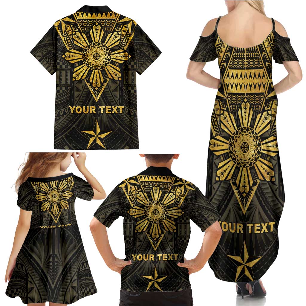 Personalised Philippines Independence Day Family Matching Summer Maxi Dress and Hawaiian Shirt Filipinos Sun Star Tribal
