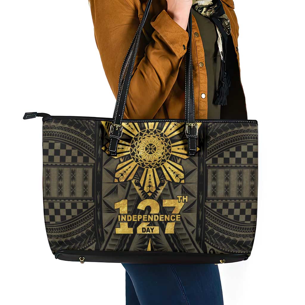Philippines Independence Day Leather Tote Bag Filipinos Sun Star Tribal