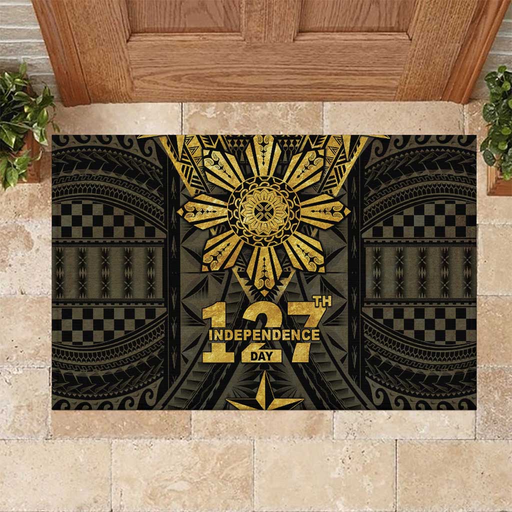 Philippines Independence Day Rubber Doormat Filipinos Sun Star Tribal