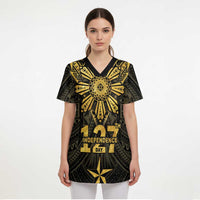 Personalised Philippines Independence Day Scrub Top Filipinos Sun Star Tribal - Polynesian Pride