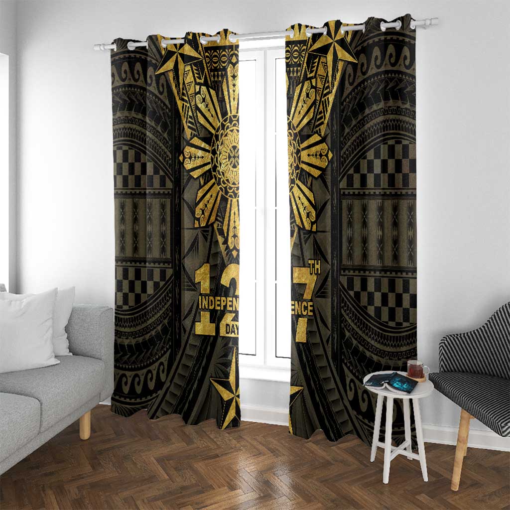 Philippines Independence Day Window Curtain Filipinos Sun Star Tribal LT05 With Grommets Gold - Polynesian Pride