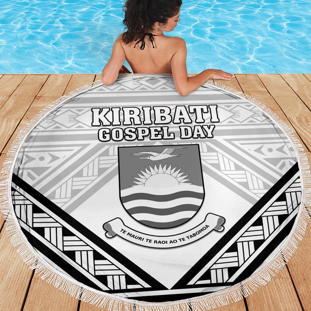 Kiribati Gospel Day Beach Blanket Coat Of Arms Polynesian Pattern