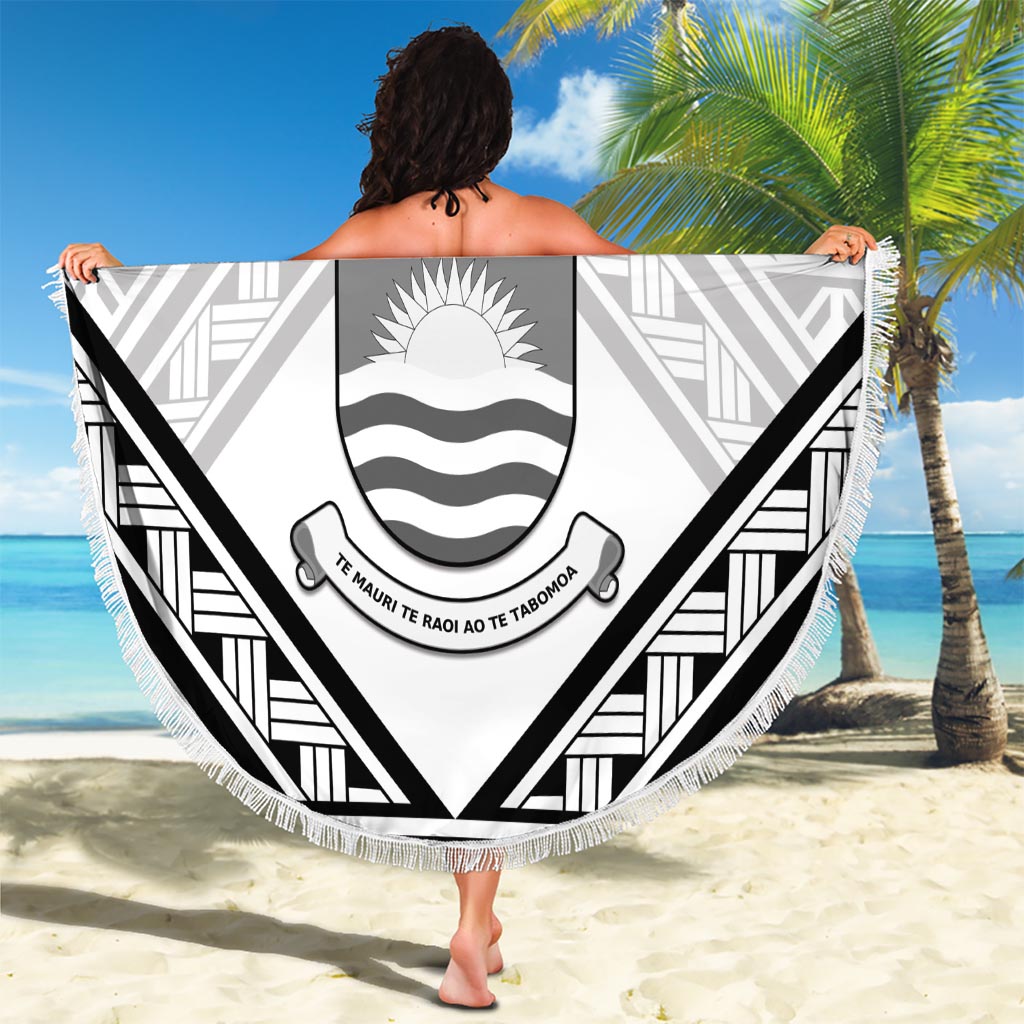 Kiribati Gospel Day Beach Blanket Coat Of Arms Polynesian Pattern