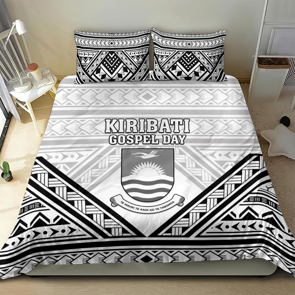 Kiribati Gospel Day Bedding Set Coat Of Arms Polynesian Pattern