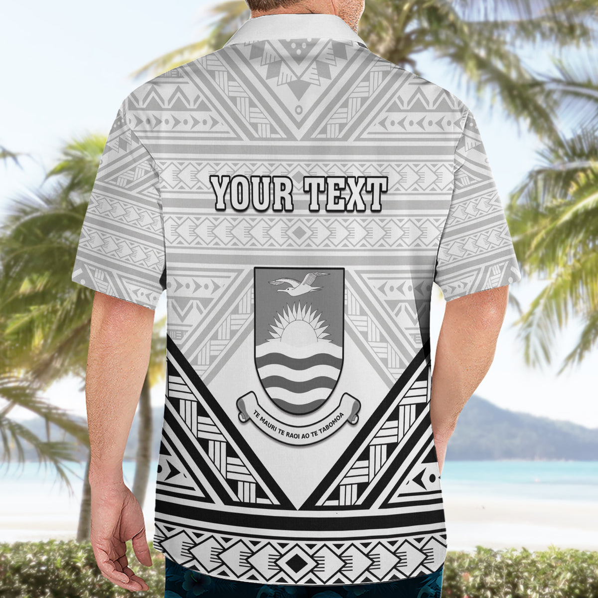 Personalised Kiribati Gospel Day Hawaiian Shirt Coat Of Arms Polynesian Pattern