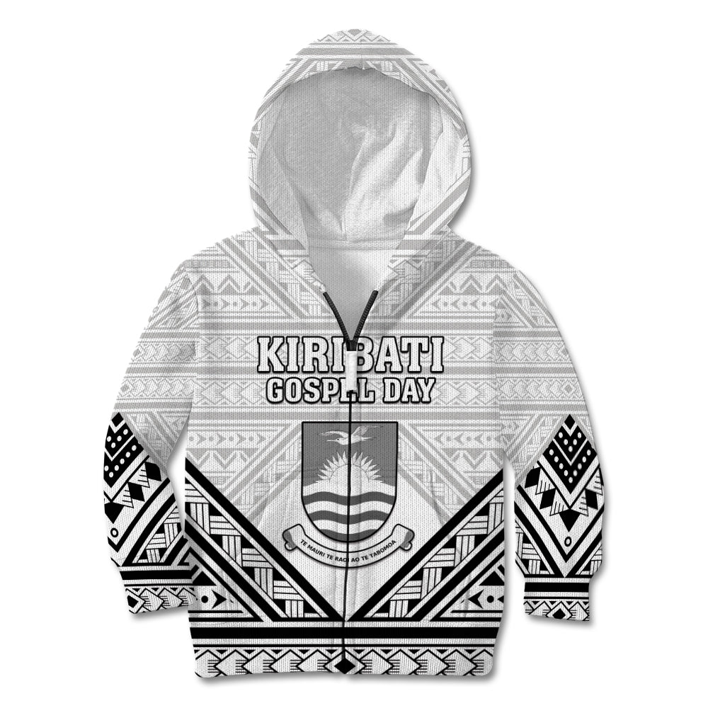 Personalised Kiribati Gospel Day Kid Hoodie Coat Of Arms Polynesian Pattern