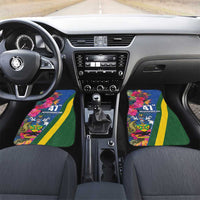 Solomon Islands Independence Day Car Mats Coat Of Arms With Tropical Flowers