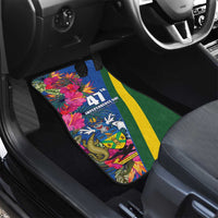 Solomon Islands Independence Day Car Mats Coat Of Arms With Tropical Flowers