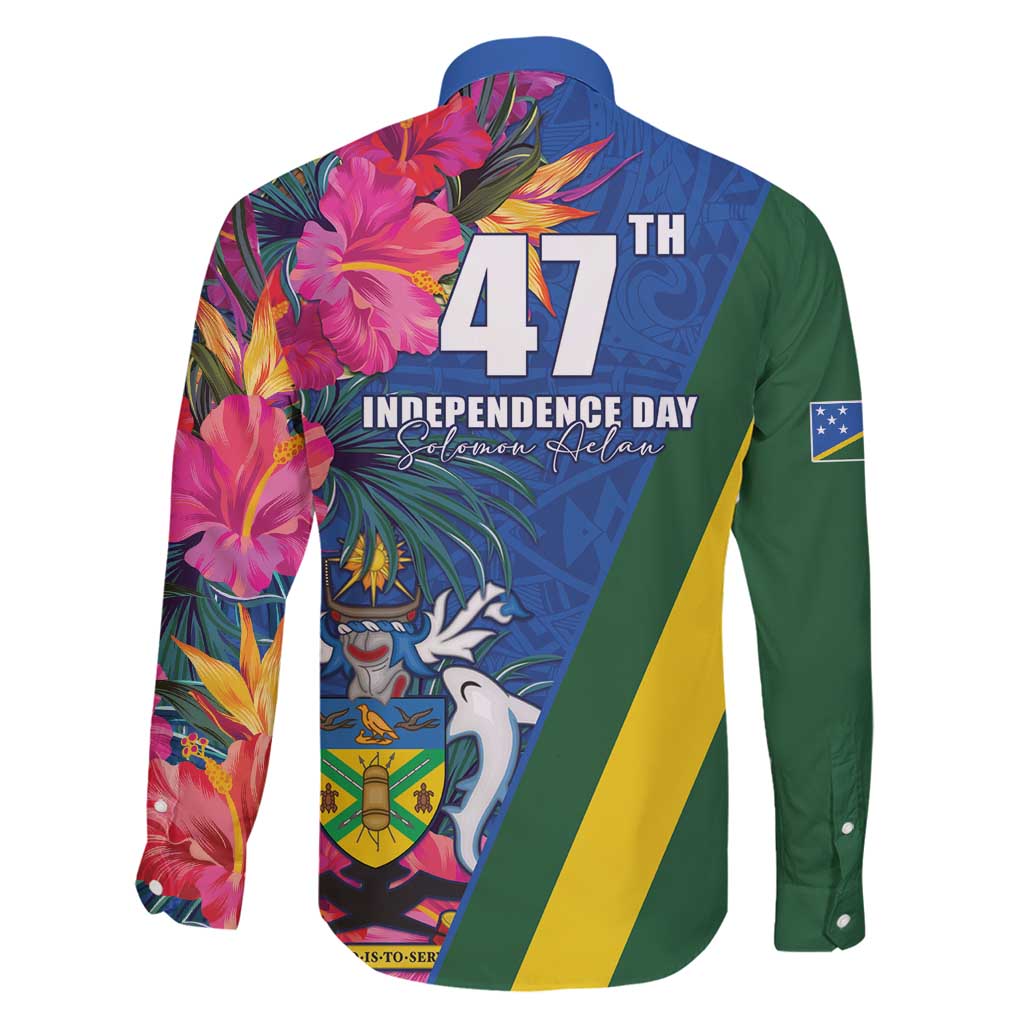 Solomon Islands Independence Day Family Matching Mermaid Dress and Hawaiian Shirt Coat Of Arms With Tropical Flowers