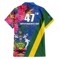Solomon Islands Independence Day Family Matching Summer Maxi Dress and Hawaiian Shirt Coat Of Arms With Tropical Flowers