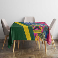 Solomon Islands Independence Day Tablecloth Coat Of Arms With Tropical Flowers
