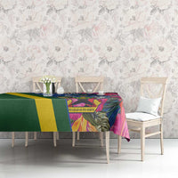 Solomon Islands Independence Day Tablecloth Coat Of Arms With Tropical Flowers