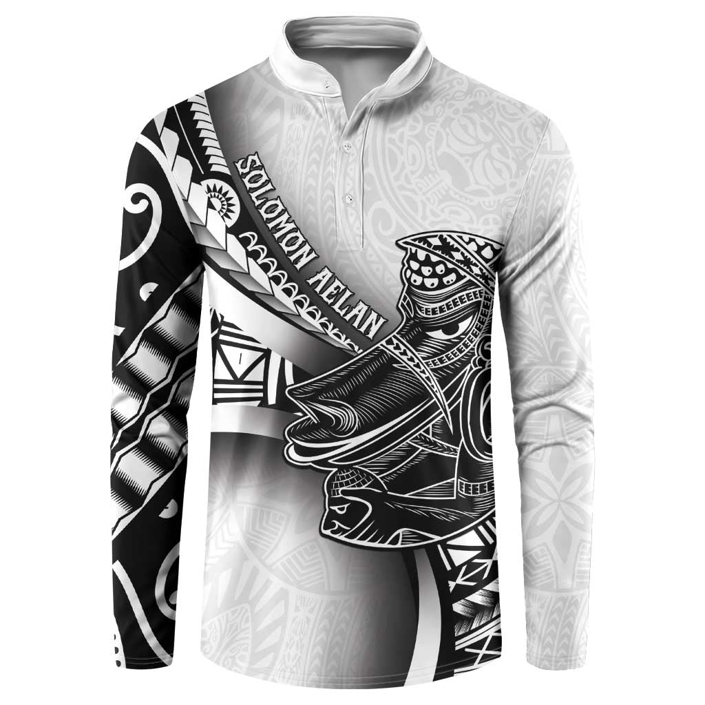 Solomon Islands Nguzunguzu Button Sweatshirt Polynesian Tribal Pattern