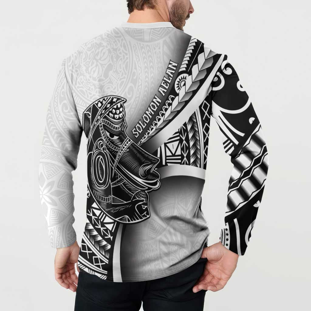 Solomon Islands Nguzunguzu Button Sweatshirt Polynesian Tribal Pattern