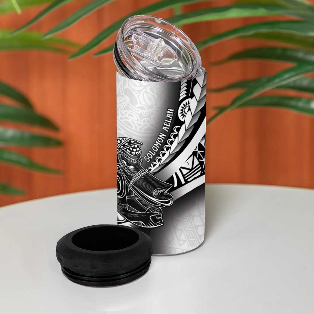 Solomon Islands Nguzunguzu 4 in 1 Can Cooler Tumbler Polynesian Tribal Pattern