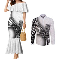 Solomon Islands Nguzunguzu Couples Matching Mermaid Dress and Long Sleeve Button Shirt Polynesian Tribal Pattern