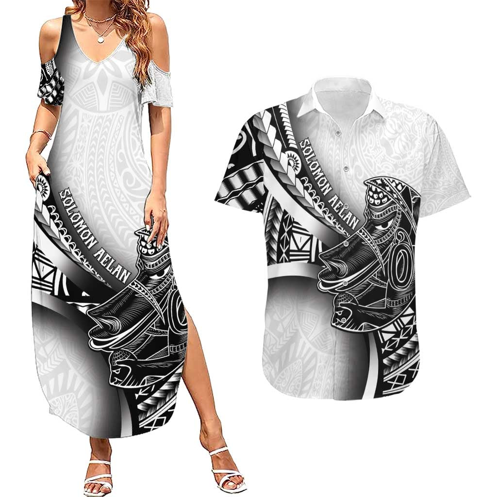 Solomon Islands Nguzunguzu Couples Matching Summer Maxi Dress and Hawaiian Shirt Polynesian Tribal Pattern