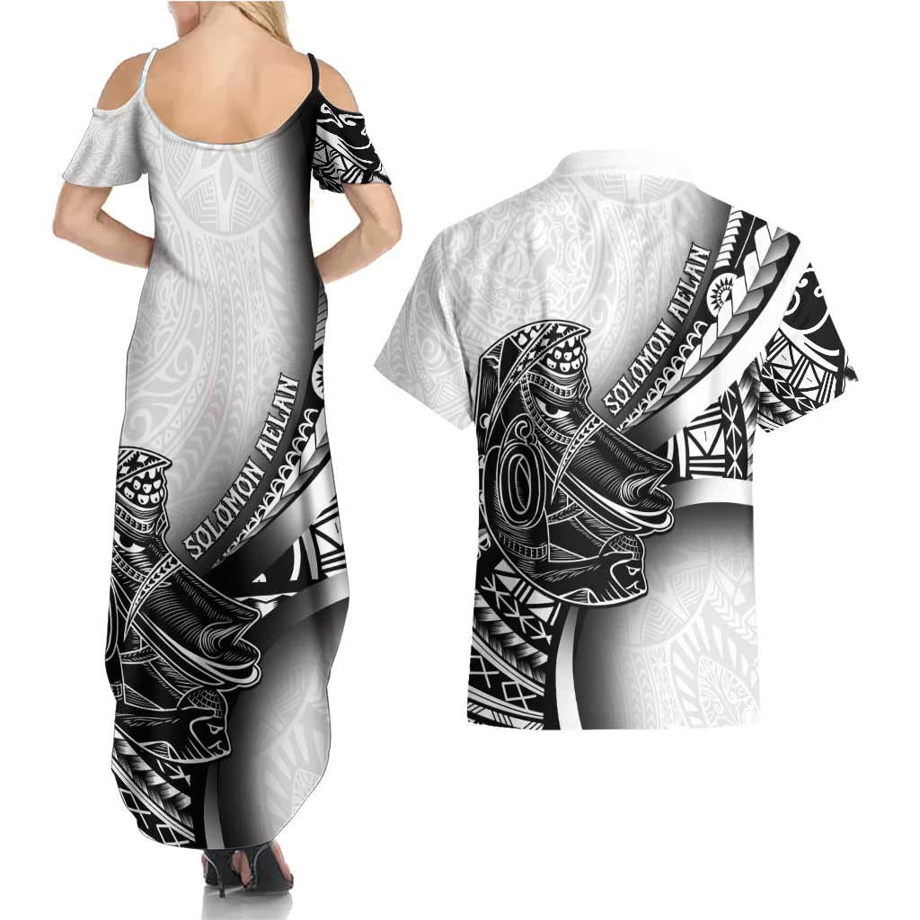Solomon Islands Nguzunguzu Couples Matching Summer Maxi Dress and Hawaiian Shirt Polynesian Tribal Pattern