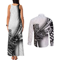 Solomon Islands Nguzunguzu Couples Matching Tank Maxi Dress and Long Sleeve Button Shirt Polynesian Tribal Pattern