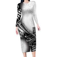 Solomon Islands Nguzunguzu Family Matching Long Sleeve Bodycon Dress and Hawaiian Shirt Polynesian Tribal Pattern
