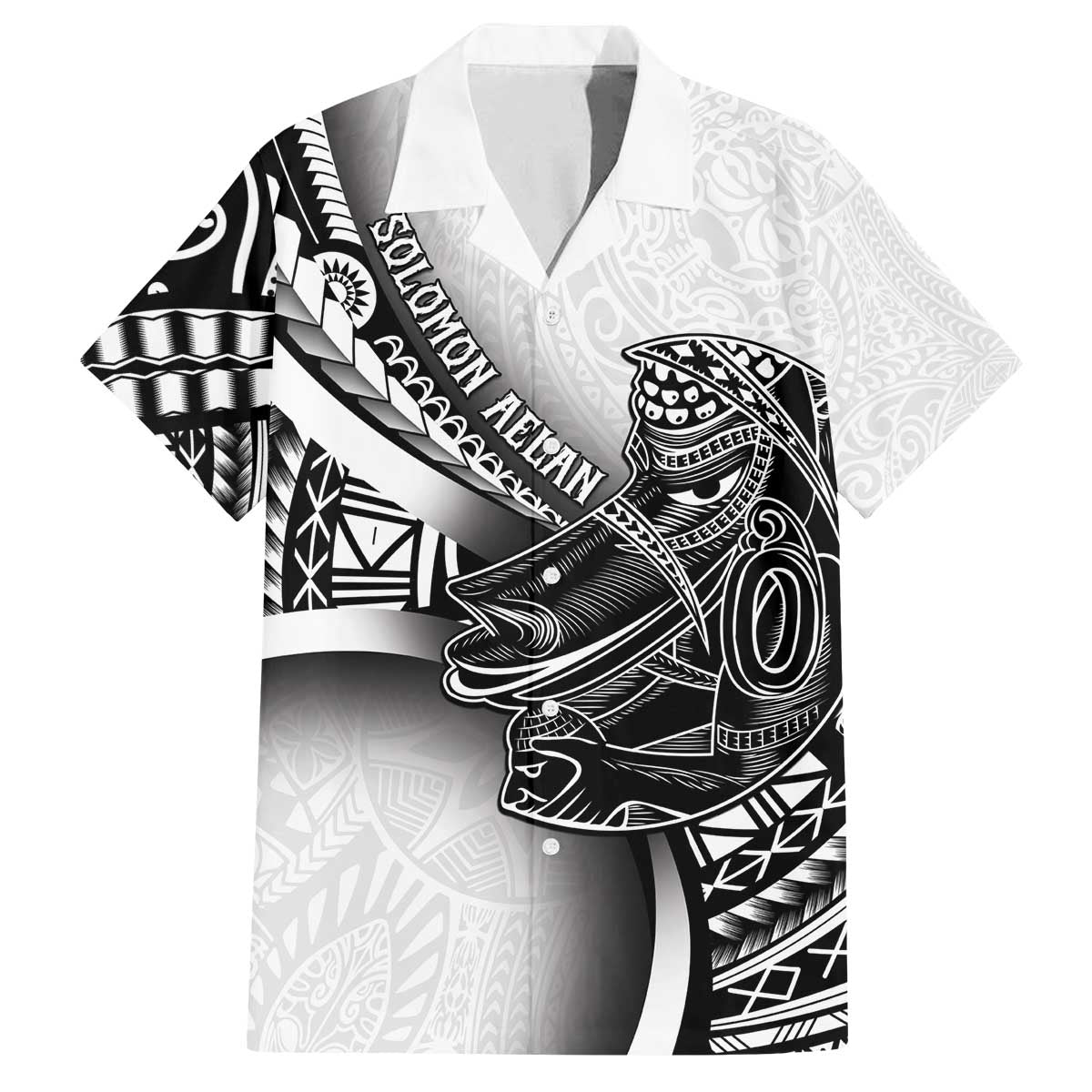 Solomon Islands Nguzunguzu Family Matching Off The Shoulder Long Sleeve Dress and Hawaiian Shirt Polynesian Tribal Pattern