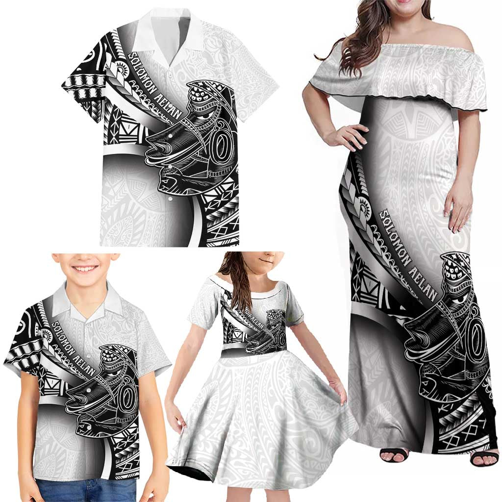Solomon Islands Nguzunguzu Family Matching Off Shoulder Maxi Dress and Hawaiian Shirt Polynesian Tribal Pattern